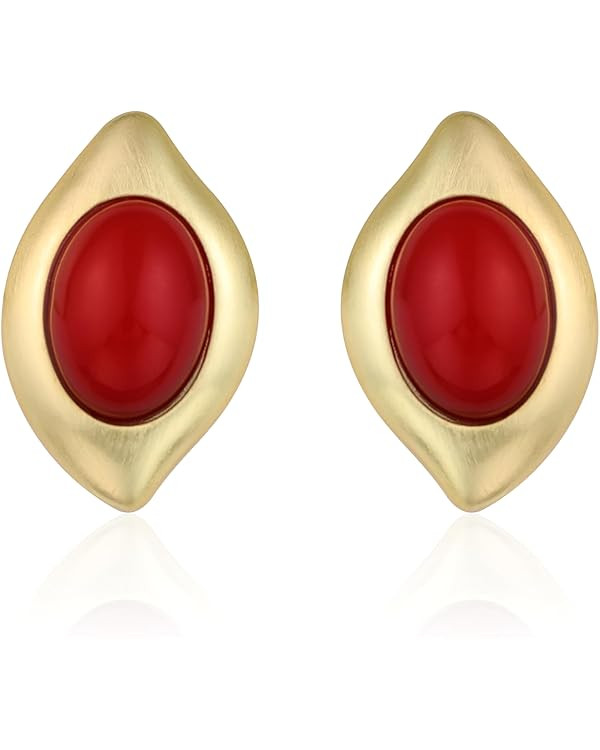 Gold Chunky Earrings for Women,Vintage Stone Earrings Teardrop 14k Gold Plated Earrings,Cocktail ... | Amazon (US)