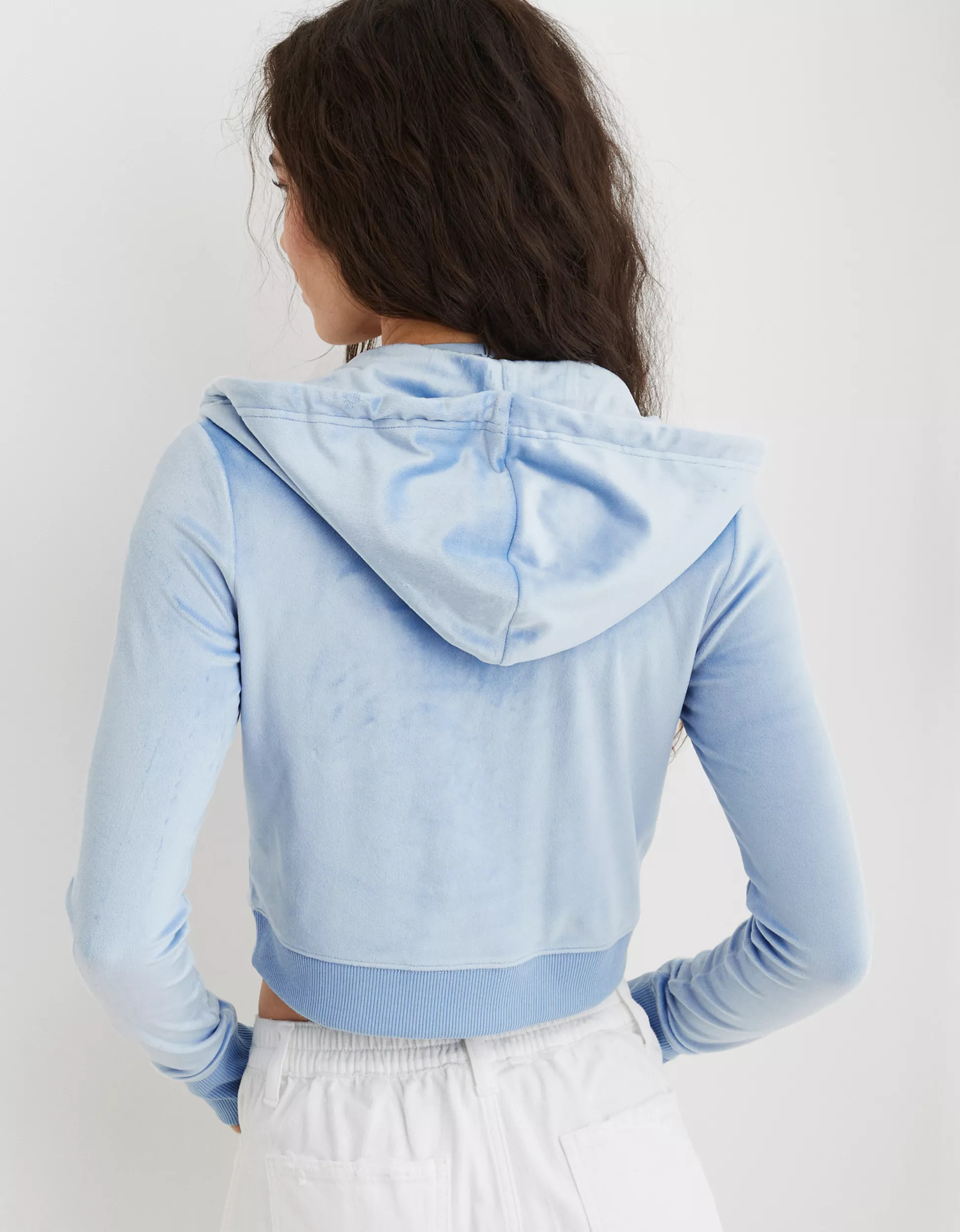 Aerie Dreamy Velour Cropped Hoodie | Aerie