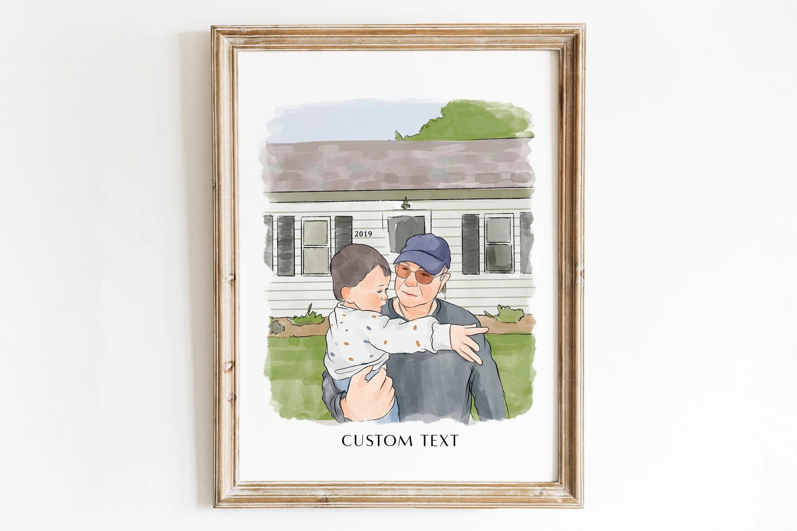 Custom Grandpa Portrait Gift, Grandpa and Kid Portrait From Photo, Fathers Day Gift for Grandpa, ... | Etsy (US)