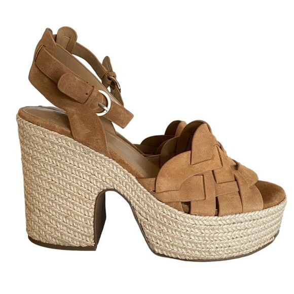 NEW Marc Fisher Odilia Tan Suede Espadrille Chunky Platform Heels | Poshmark