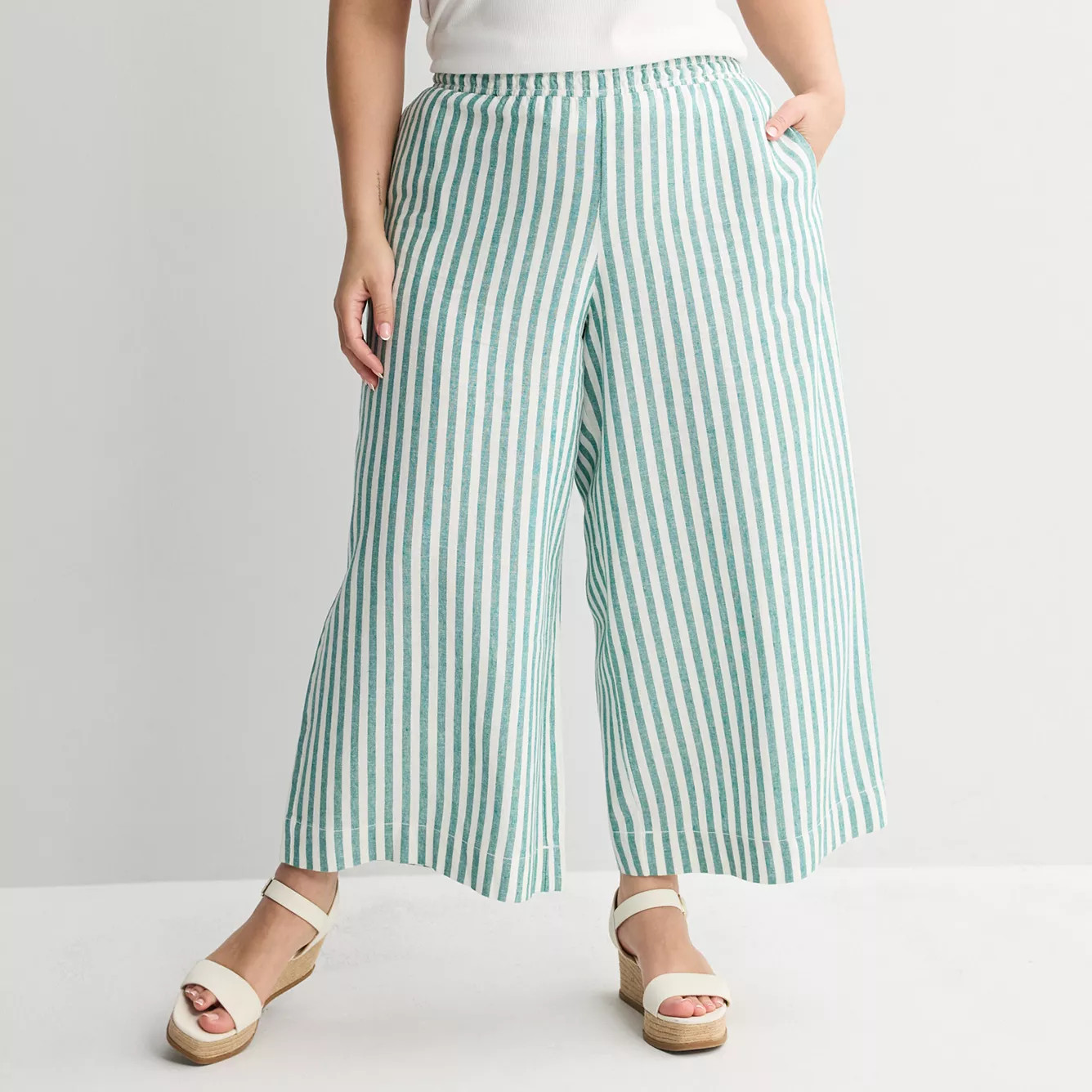 Plus Size Sonoma Goods For Life® Pull-On Ankle Linen Pants | Kohl's