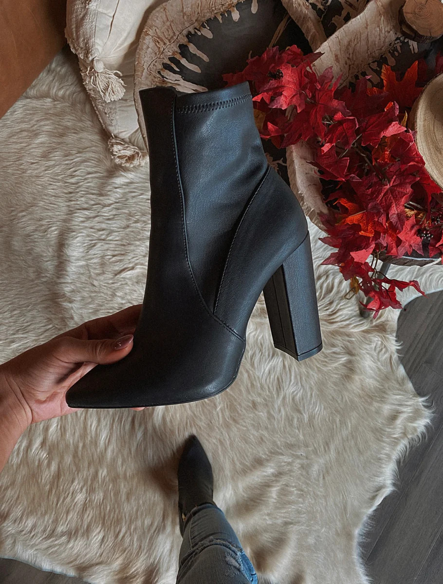 Daring Black Faux Leather Boots | Willow Boutique