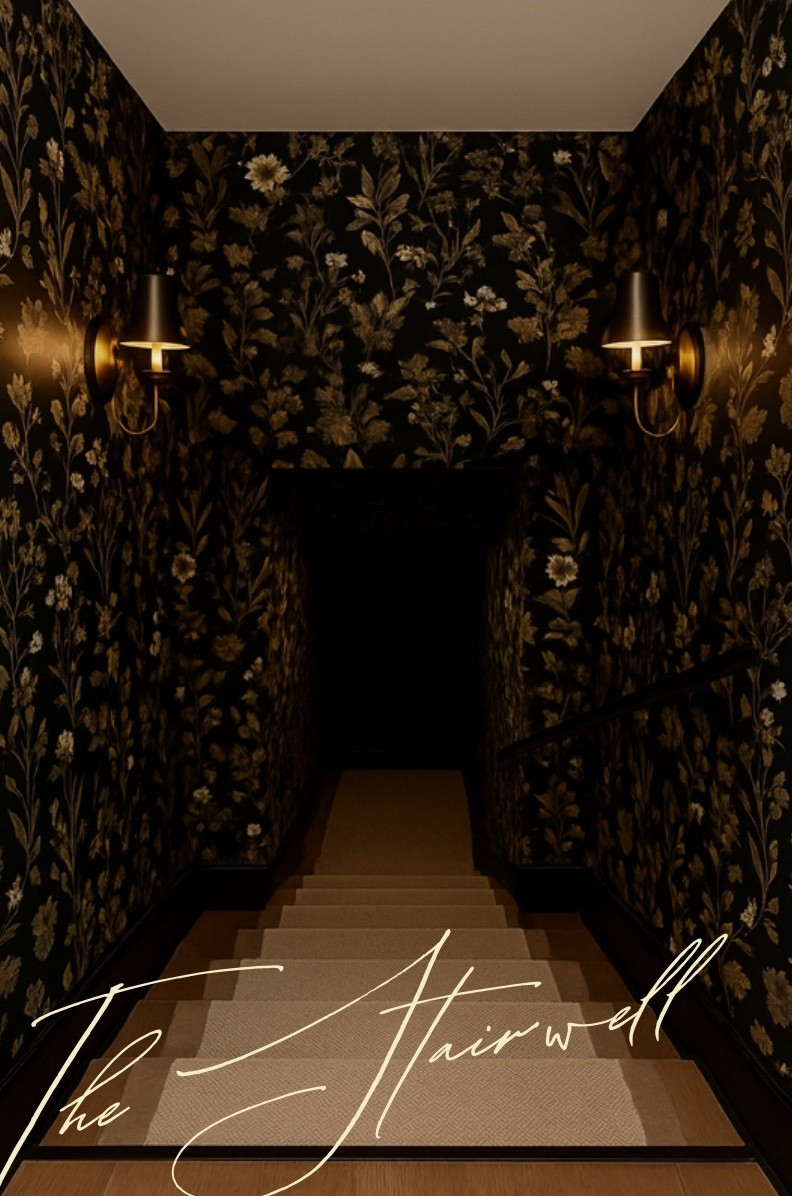 Wallpaper, stairwell, basement, moody, moody wallpaperr

#LTKHome #LTKdayinmylife #LTKFindsUnder100