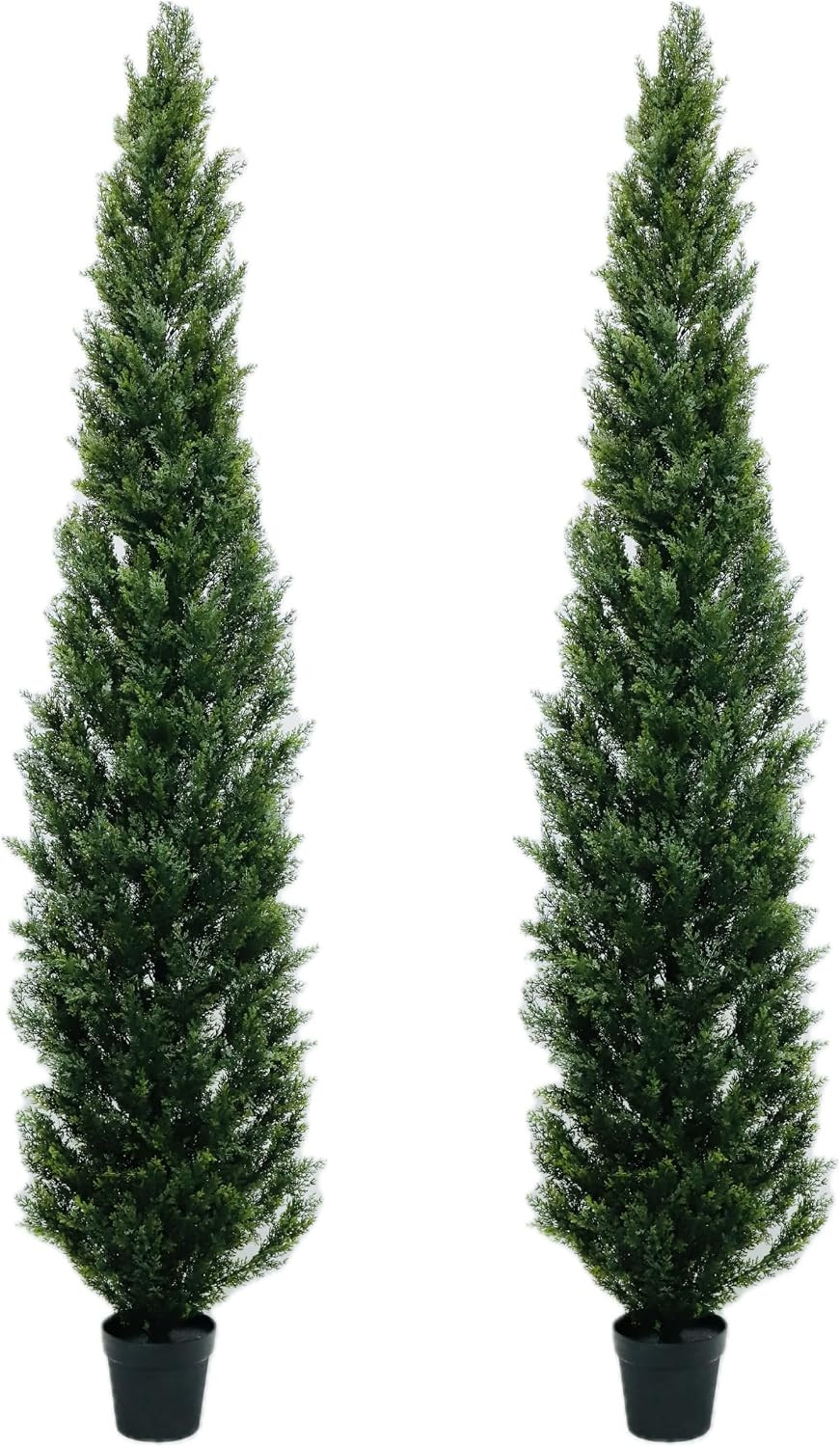 7 Feet Outdoor Artificial Topiary Cedar Tree, Set of 2 UV Resistant Potted Faux Cedar Trees for Outdoors and Indoors, Decorative Fake Shrubs Topiary Trees for Home Living Room Front Door Decor | Amazon (US)