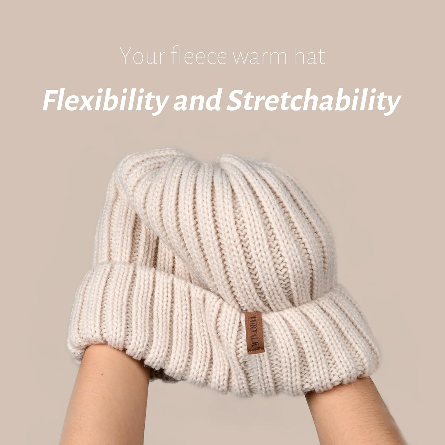 FURTALK Winter Hats for Women Fleece Lined Beanie Knit Chunky Womens Snow Cap | Amazon (US)