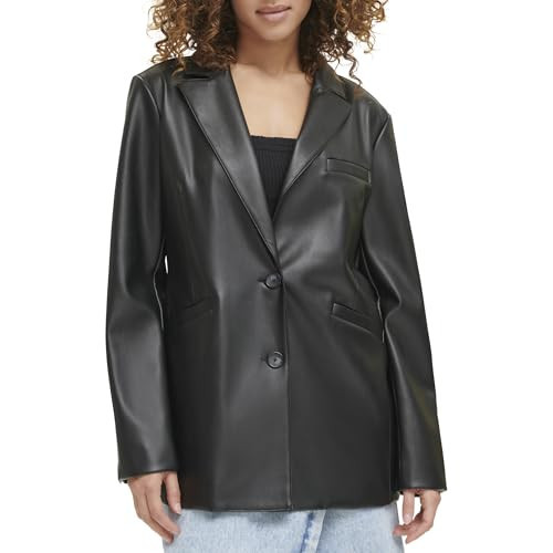 Levi's Women's Faux Leather Single Breasted Blazer, Black, Small | Amazon (US)