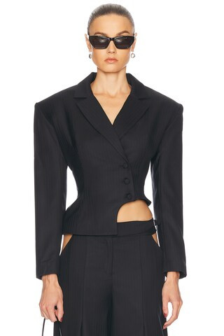 Mimchik Cut Out Blazer in Black | FWRD 