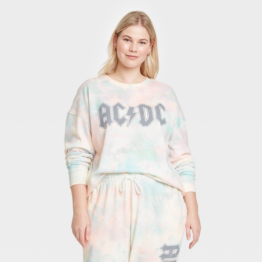 Women's AC/DC Plus Size Washed Graphic Sweatshirt - 3X | Target