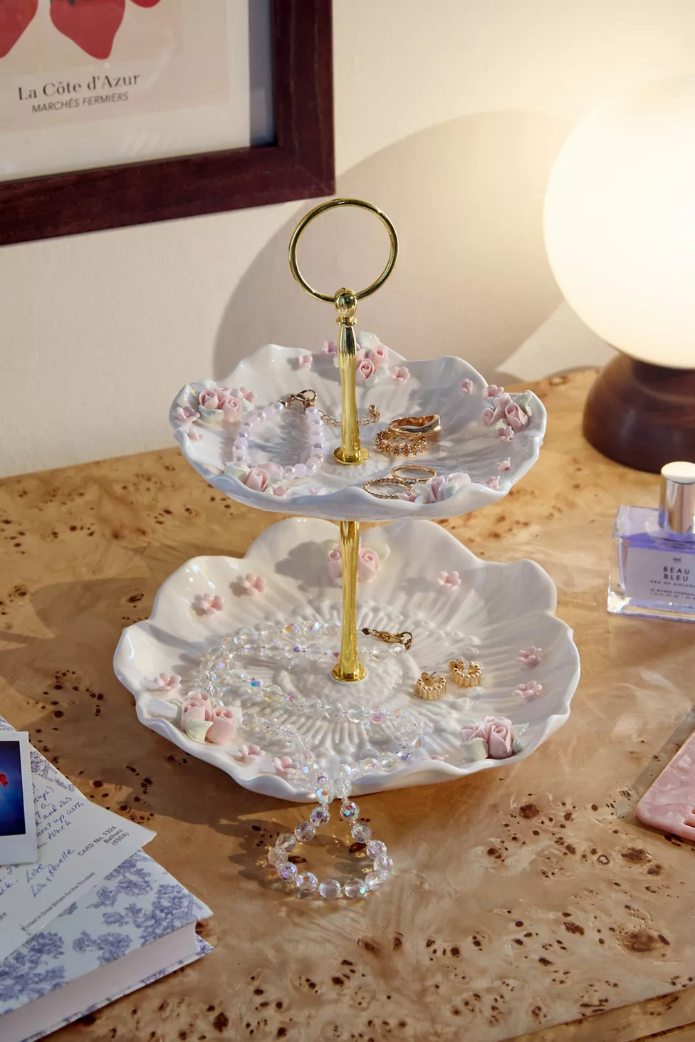 2-Tier Porcelain Rose Jewelry Stand | Urban Outfitters (US and RoW)
