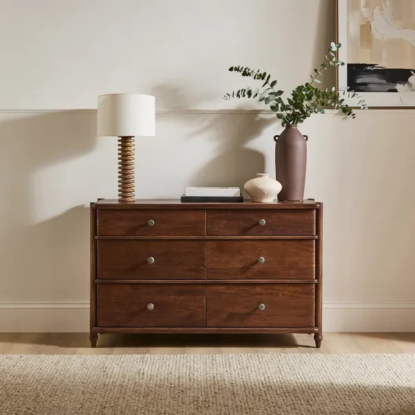 Elma 6 Drawer Chest, Mango Wood | Dunelm