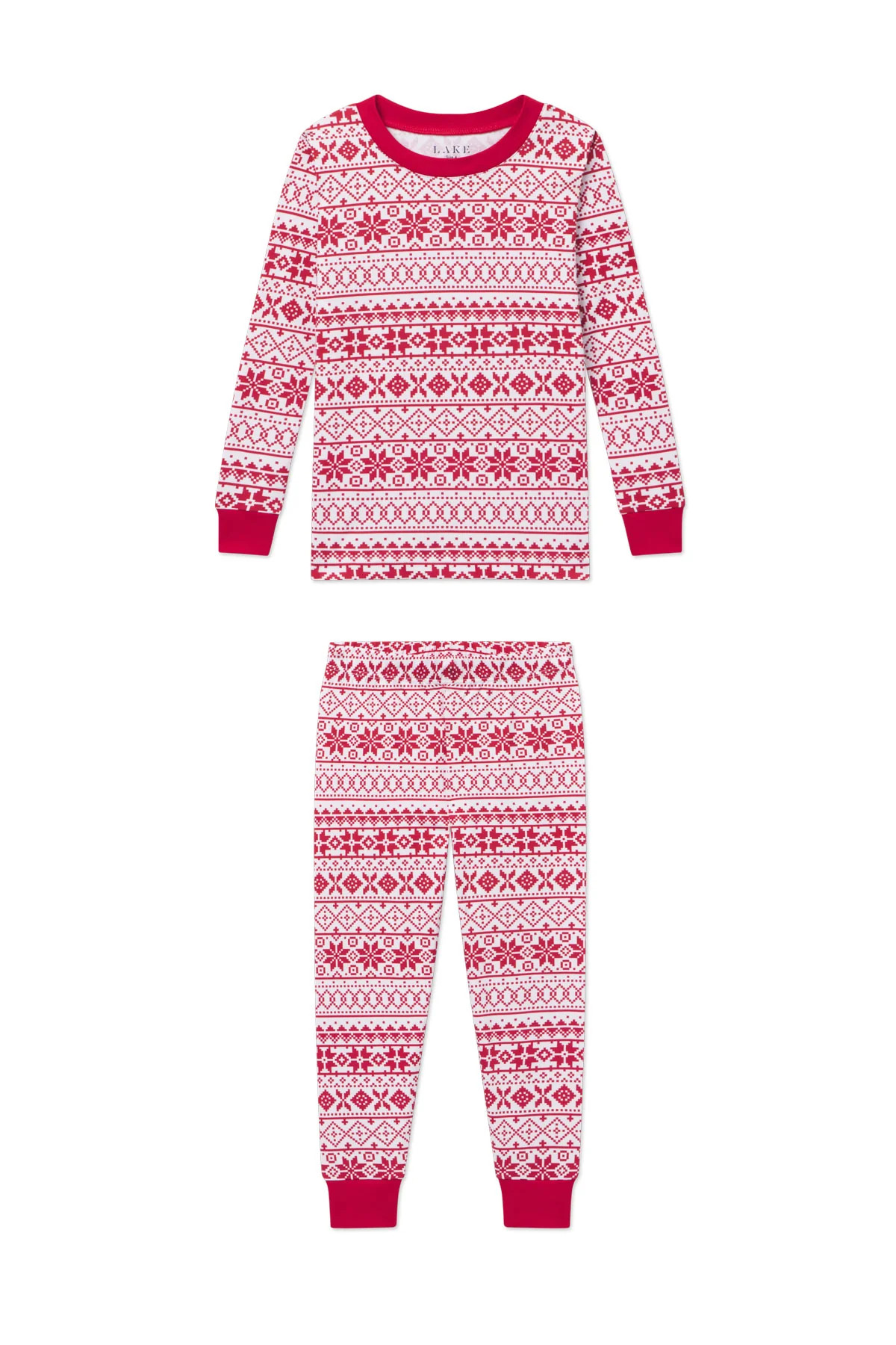Kids Long-Long Set in Classic Red Fair Isle | Lake Pajamas