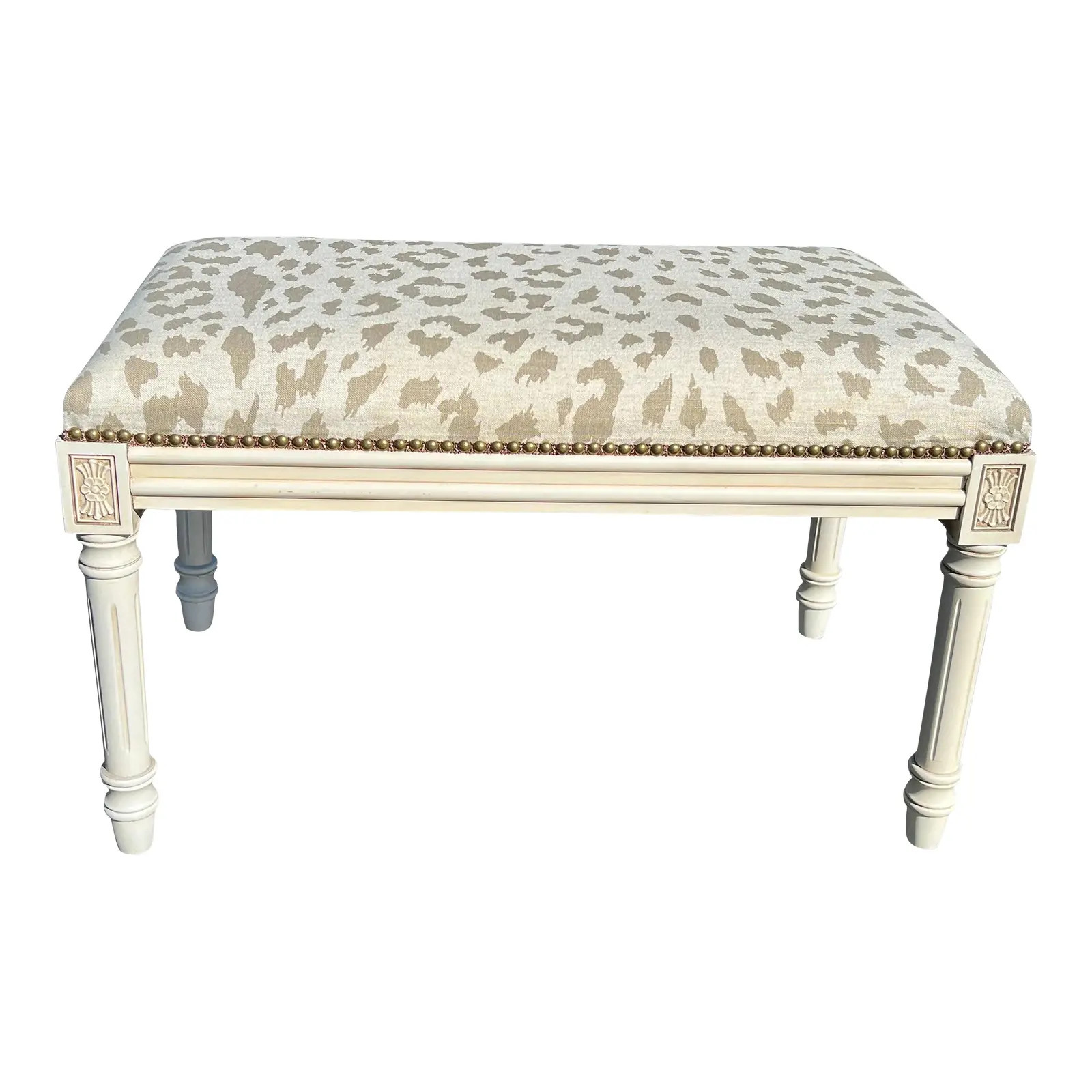 Upholstered Bench With Animal Print | Chairish
