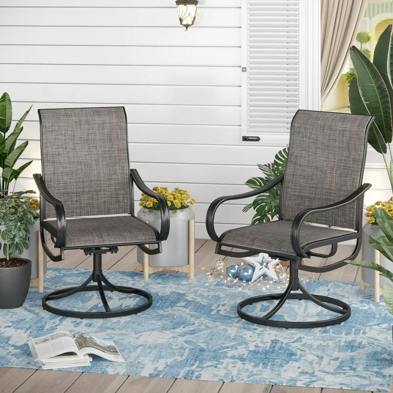 Sophia & William 2Pcs Patio Dining Swivel Chairs Set with Black Steel Frame - Walmart.com | Walmart (US)