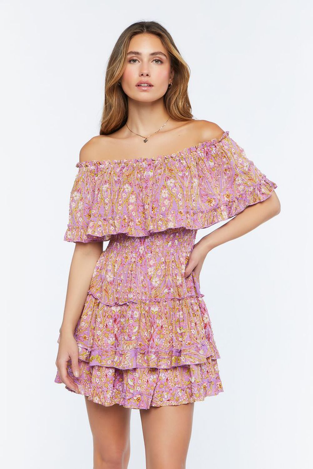 Floral Off-the-Shoulder Flounce Dress | Forever 21 (US)