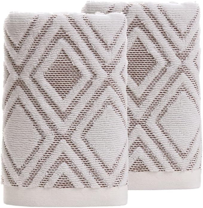 Pidada Hand Towels Set of 2 100% Cotton Diamond Pattern Highly Absorbent Soft Towel for Bathroom ... | Amazon (US)