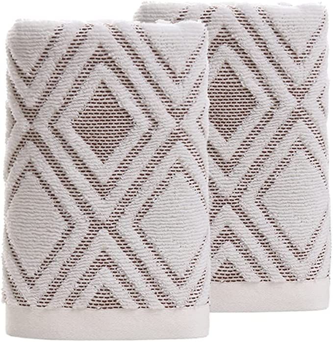 Pidada Hand Towels Set of 2 100% Cotton Diamond Pattern Highly Absorbent Soft Towel for Bathroom 13. | Amazon (US)