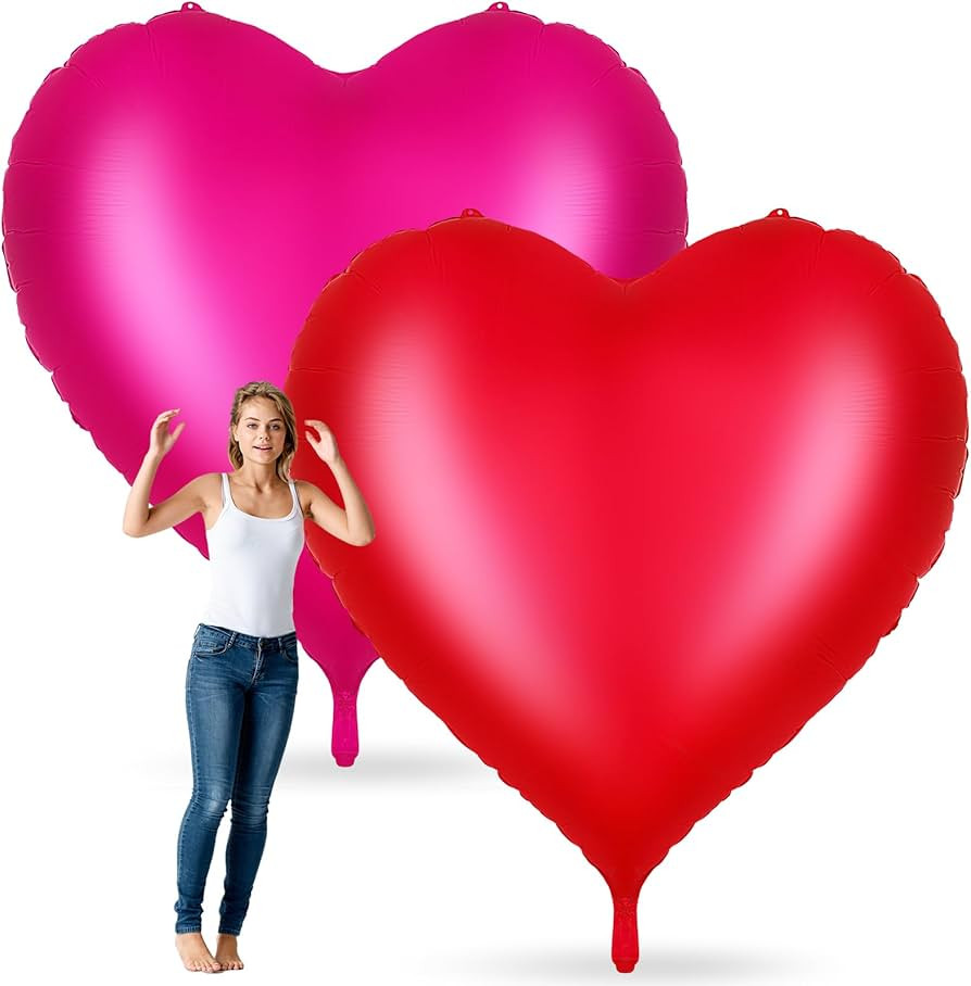 Ceenna 68.1 x 63 Inch Huge Heart Balloons Romantic Jumbo Large Heart Foil Balloons for Wedding En... | Amazon (US)