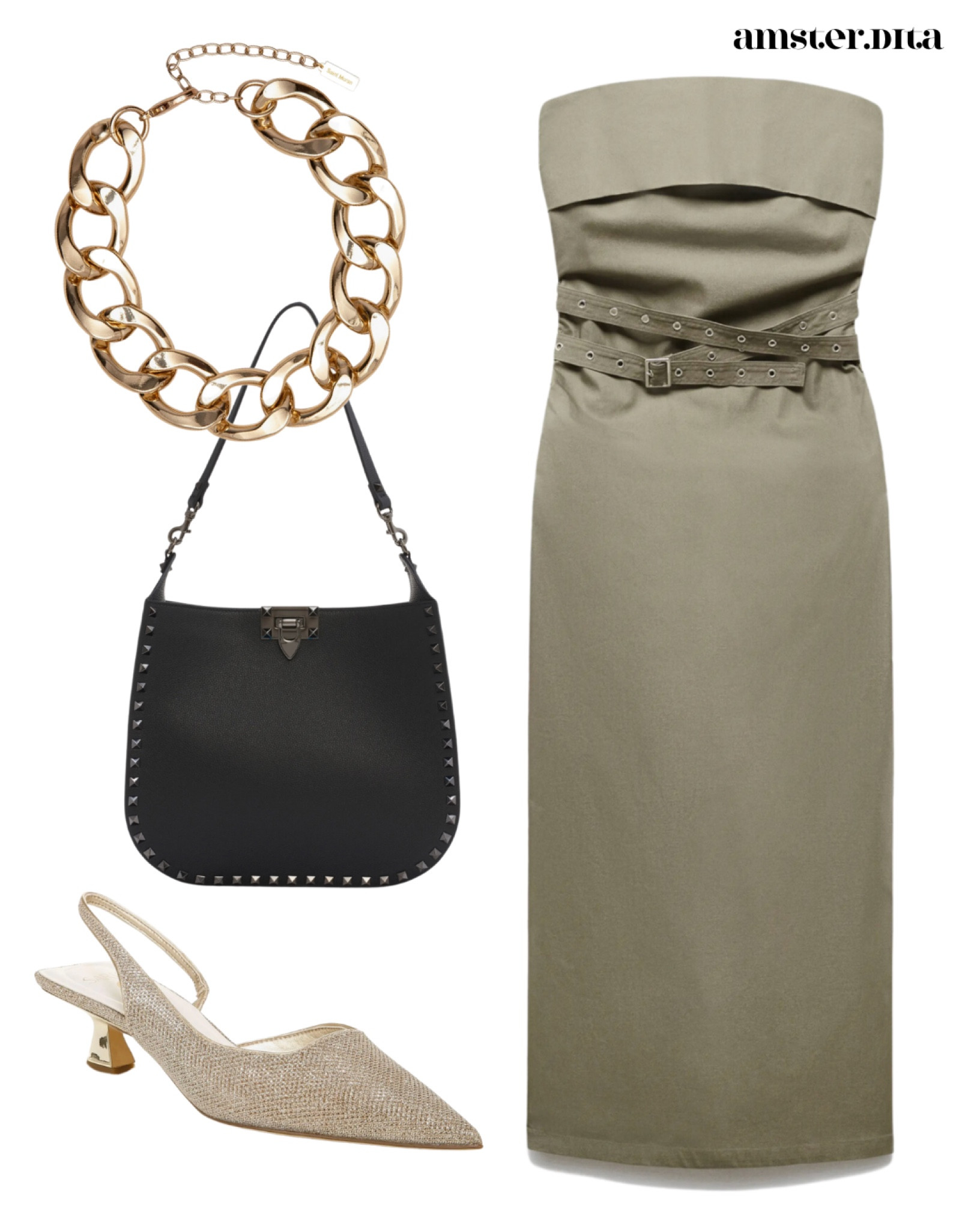 MANGO Belted Strapless Dress curated on LTK