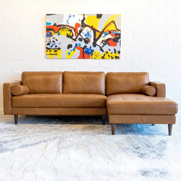Matilda 101" Wide Genuine Leather Sofa & Chaise | Wayfair North America
