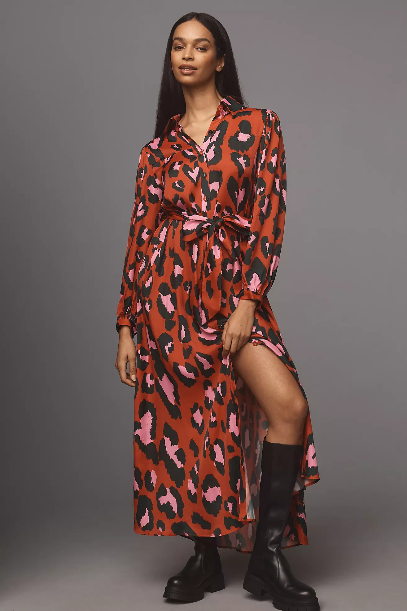 Farm Rio x Anthropologie Long-Sleeve Collared Midi Shirt Dress | Anthropologie (US)