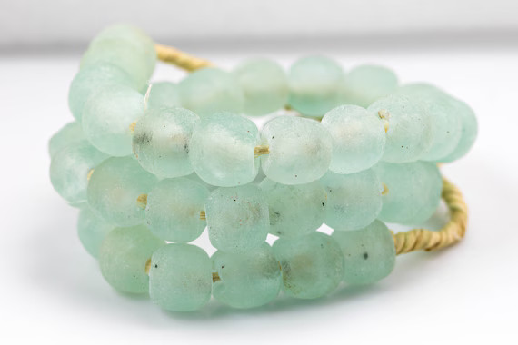 African Sea Glass Beads  Approx 14mm Clear Aqua Beads  Light - Etsy | Etsy (US)