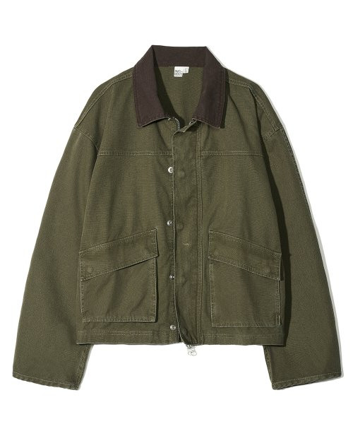 VTG Washed Wide Work Jacket Mos Khaki | Musinsa Global