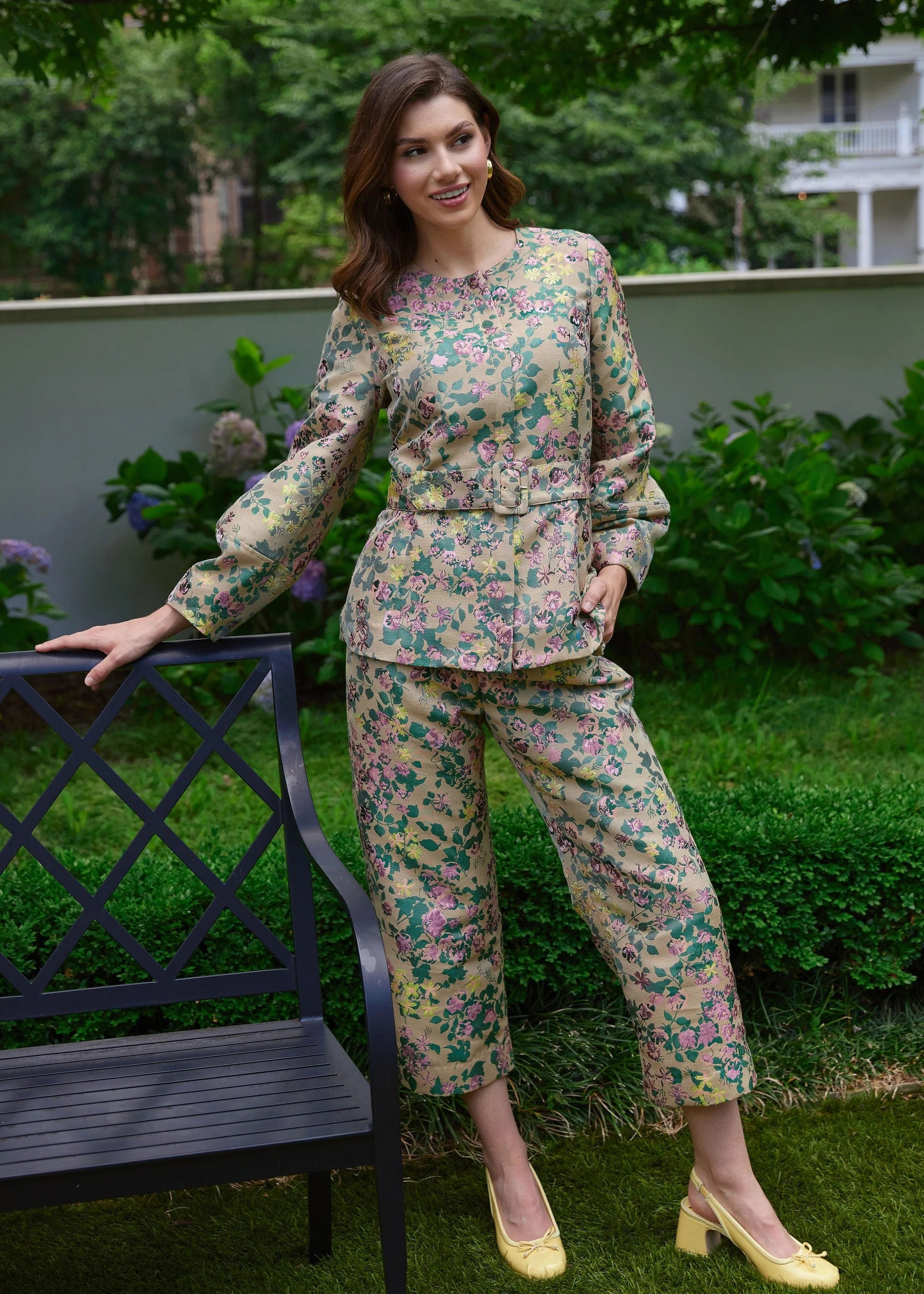 Corrie Pant Rose Tapestry Jacquard | Abbey Glass