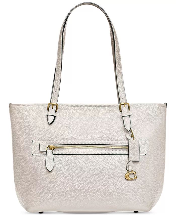 COACH Polished Pebble Leather Taylor Tote with C Dangle Charm - Macy's | Macy's