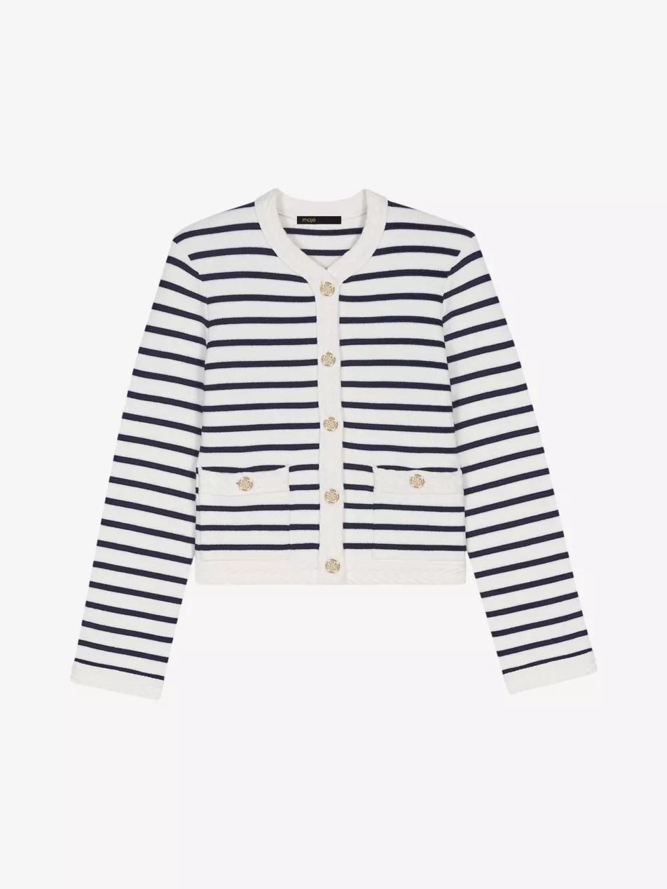 Stripe-pattern stretch-knit cardigan | Selfridges