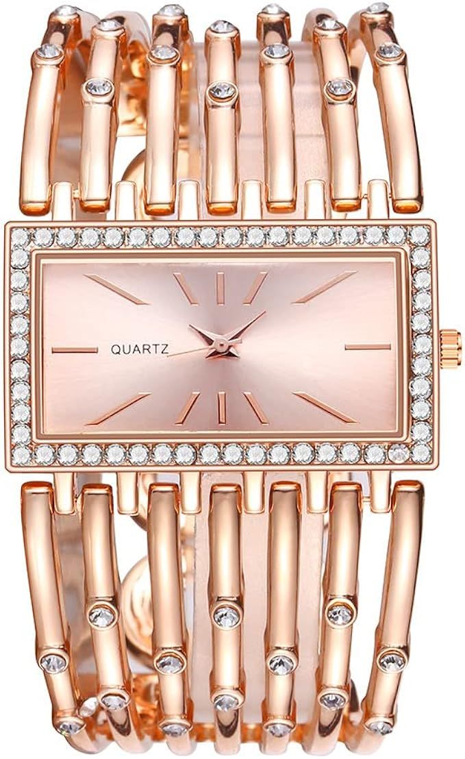 Fashion Cuff Bracelet Watches for Women Luxury Rectangular Dial Analog Quartz Wrist Watch Gifts f... | Amazon (US)
