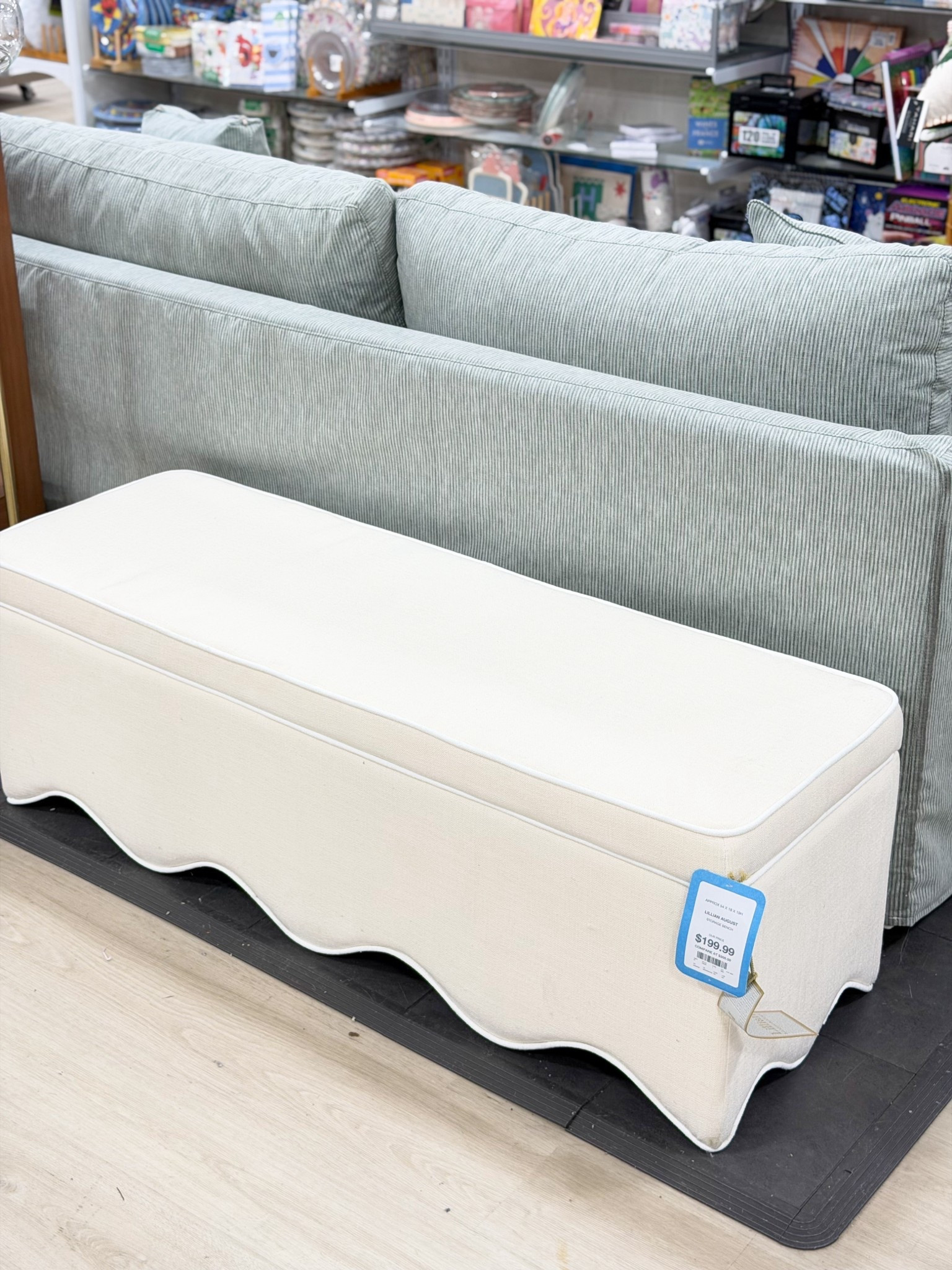 This scallop storage bench is online in a pretty light sage green!

TJ Maxx find, scallop bench, storage bench, TJ Maxx find, HomeGoods find, Lillian August, scallop furniture, end of bed bench, window bench

#LTKHome