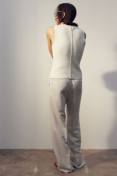 Linen-blend trousers - Light beige - Ladies | H&M GB | H&M (UK, MY, IN, SG, PH, TW, HK)