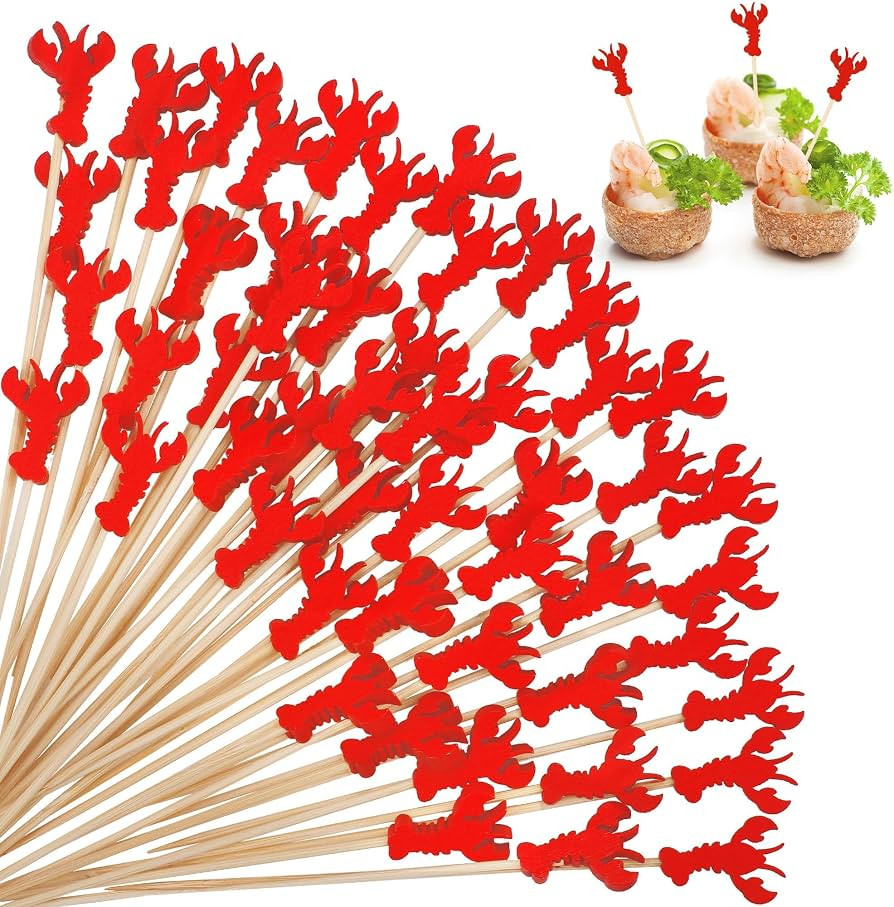 Aodaer 200 Pieces Crayfish Wooden Cocktail Picks Lobster Appetizer Fruits Bamboo Toothpicks Decor... | Amazon (US)
