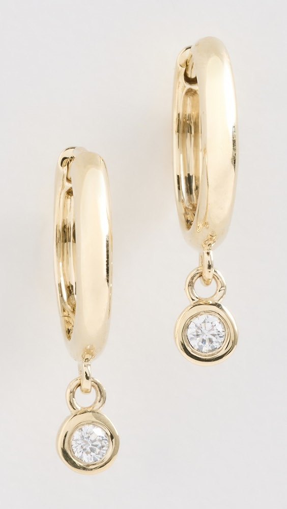 Single Diamond Raindrop Huggie Hoop Earrings | Shopbop