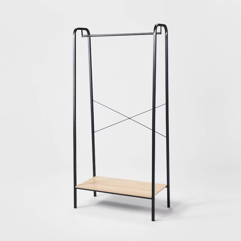 Garment Rack Black Metal with Natural Wood - Brightroom™ | Target