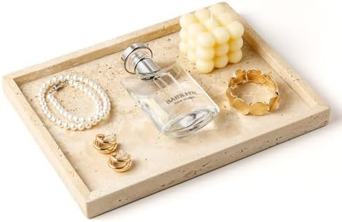 WORHE Vanity Tray Italy Travertine Stone for Jewelry, Perfume, Makeup, Candle Large Natural Marbl... | Amazon (CA)