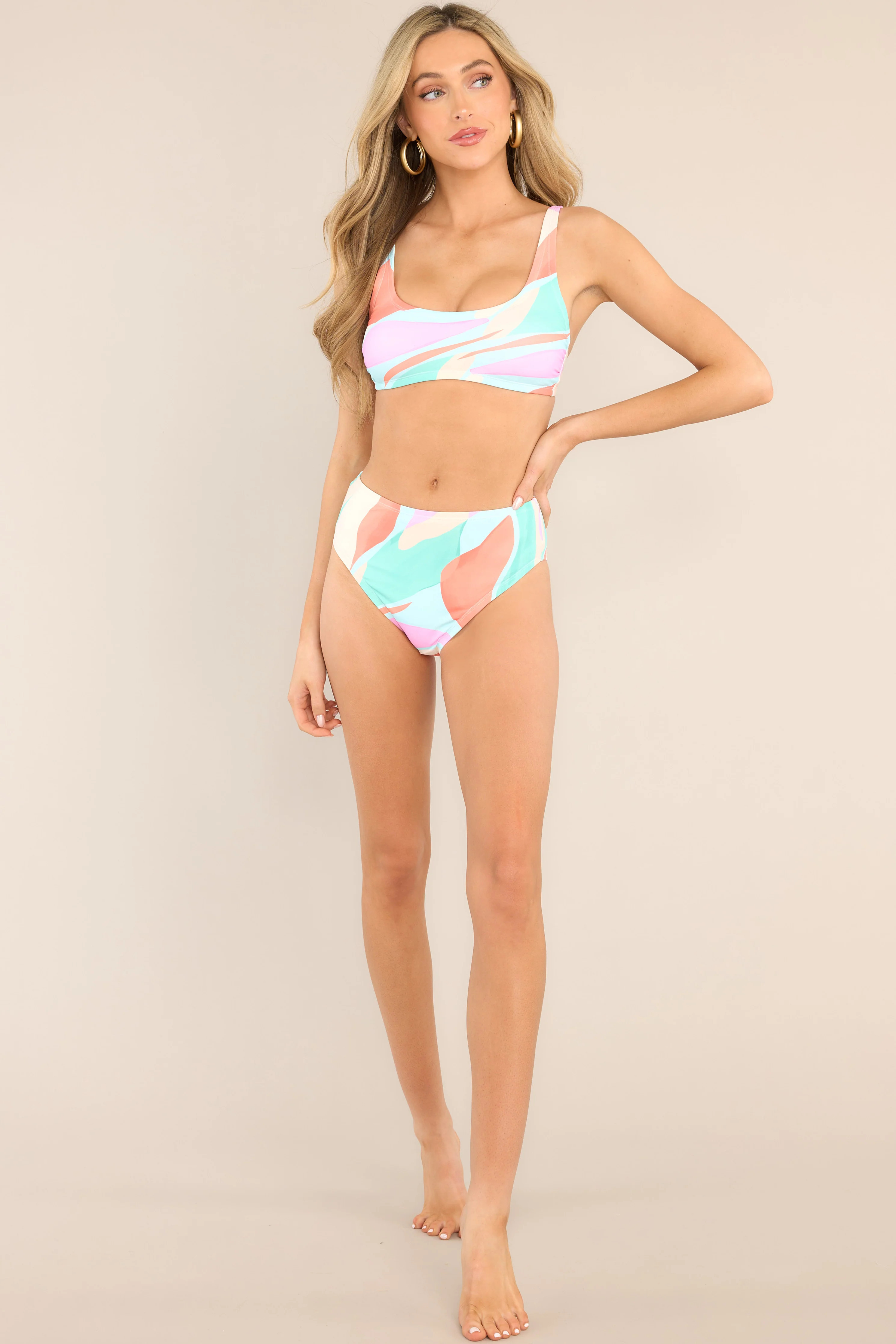 Tracks In The Sand Light Blue Bikini Bottoms | Red Dress