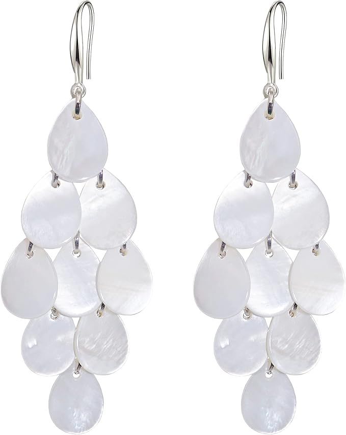 Black White Earrings for Women Girls Gold Plated Dangle Drop Fashion Geometric Statement Jewelry | Amazon (US)