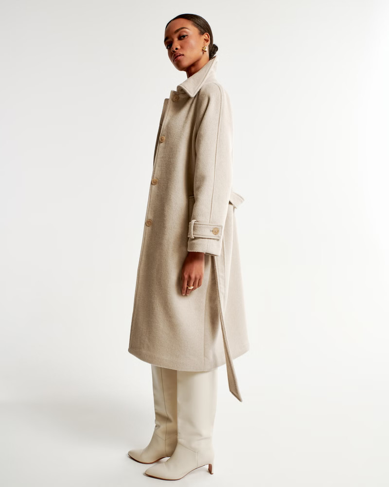 Wool-Blend Funnel Neck Coat | Abercrombie & Fitch (US)