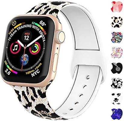 WASPO Compatible for Apple Watch Band 38mm 40mm 42mm 44mm, iWatch Sport Soft Silicone Band with F... | Amazon (CA)