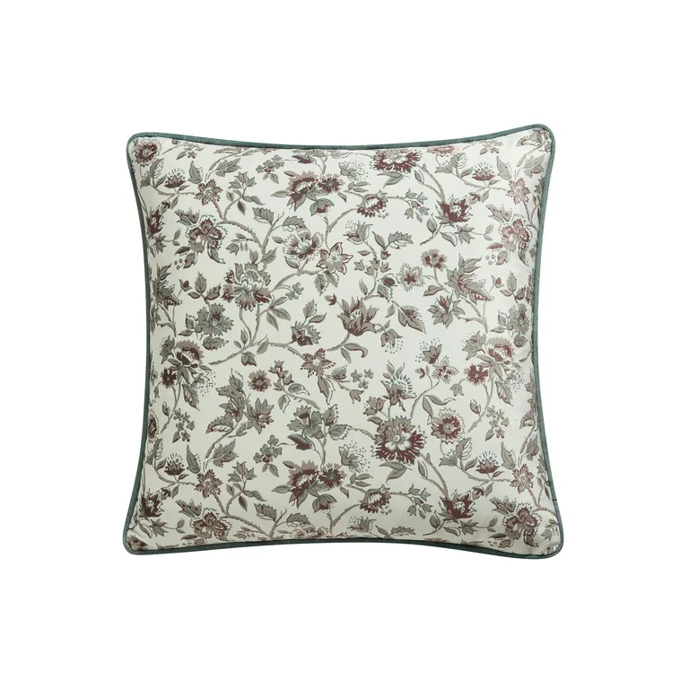 My Texas House 18" x 18" Stacy Ivory Velvet Floral Decorative Pillow Cover | Walmart (US)