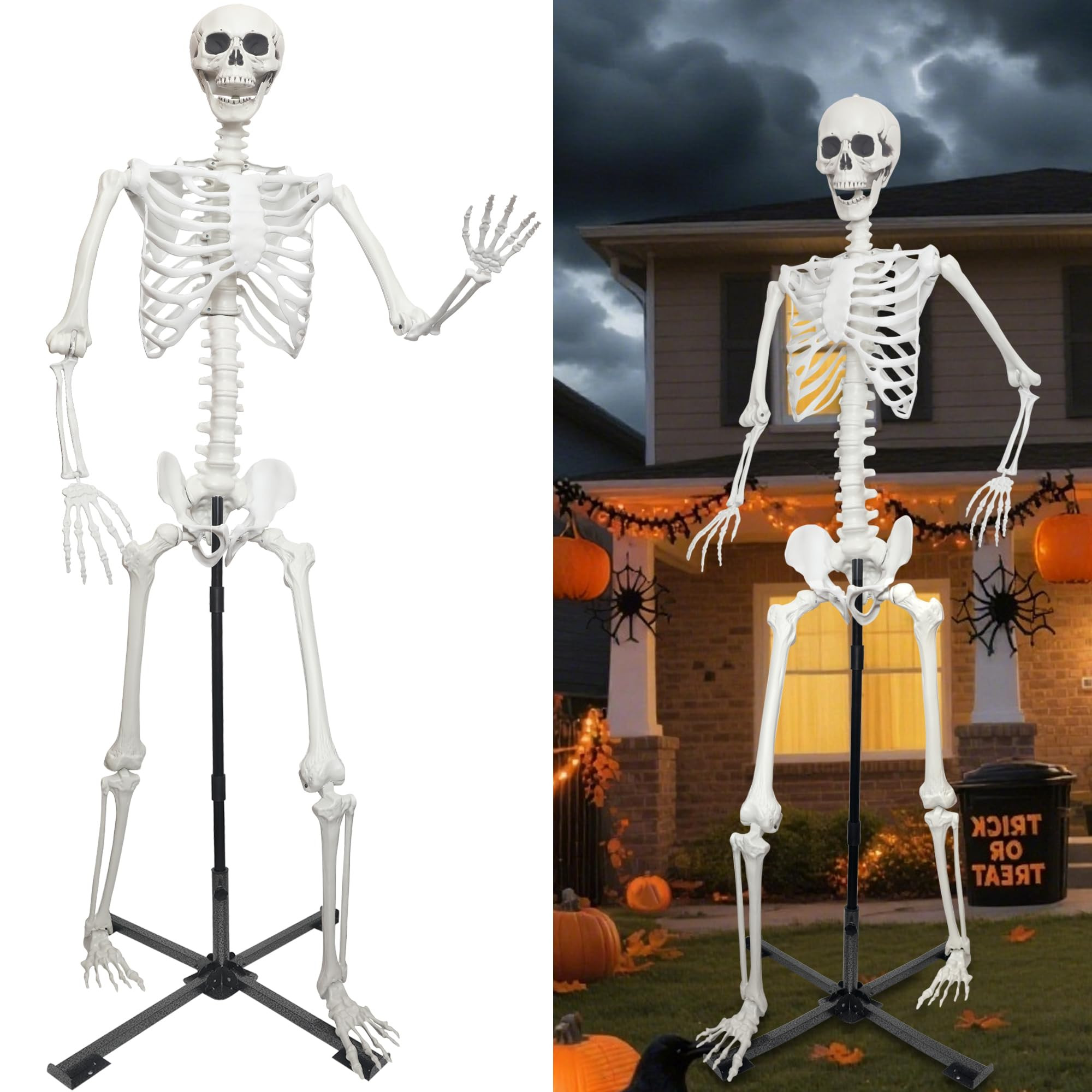 7.9Ft Skeleton Decor with Metal Stand,Halloween Skeleton Life Size Skeleton Realistic Plastic Hum... | Amazon (US)
