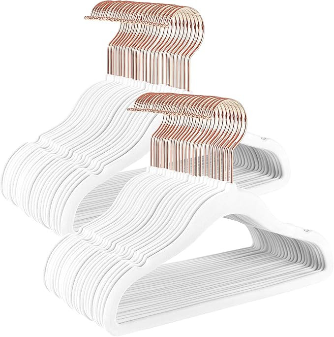 Amazon.com: Kids Velvet Hangers Non-Slip Clothes Hangers, 11.8” Inch 50 Pack Space Saving Child... | Amazon (US)