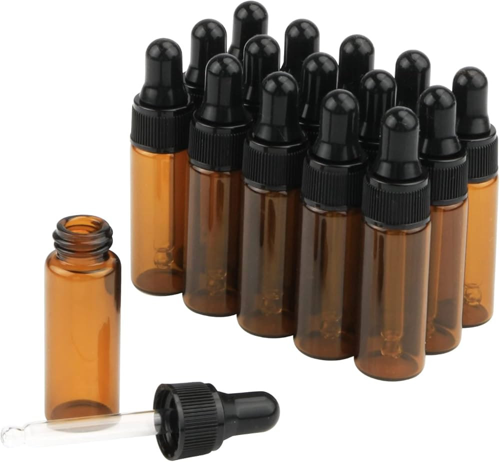 15Pcs Amber Glass Dropping Bottles 1ml 2ml 3ml 5ml Mini Essential Oil Dropper Bottles Empty Trave... | Amazon (US)