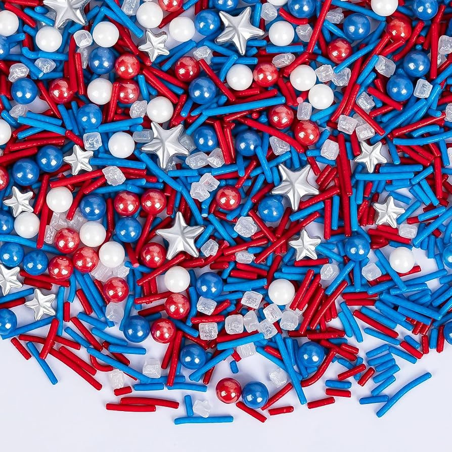 Edible Patriotic Sprinkles for Cake Decorating,130g,July 4th Pearl Sprinkle for Baking Decoration... | Amazon (US)