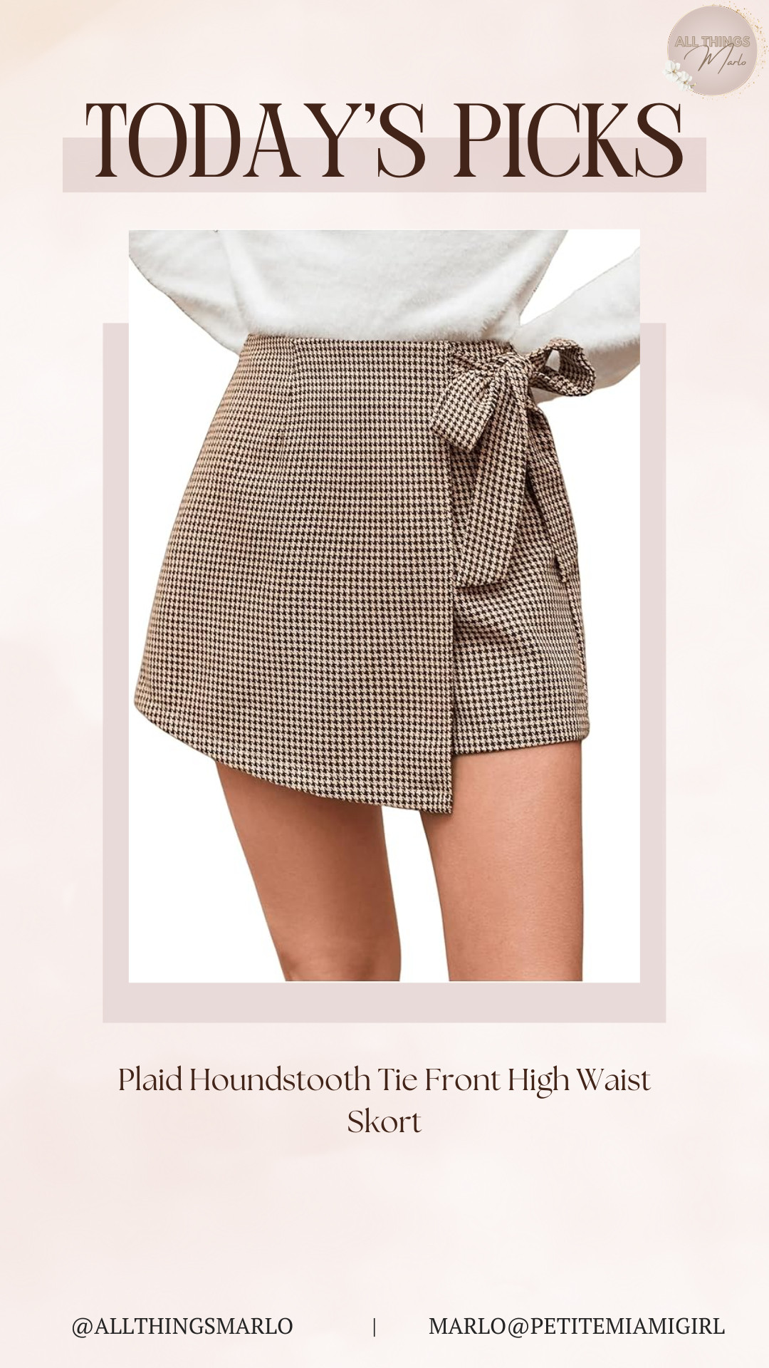 Plaid Houndstooth Tie Front High Waist Skort 

 #LTKootd #LTKSeasonal #LTKStyleTip