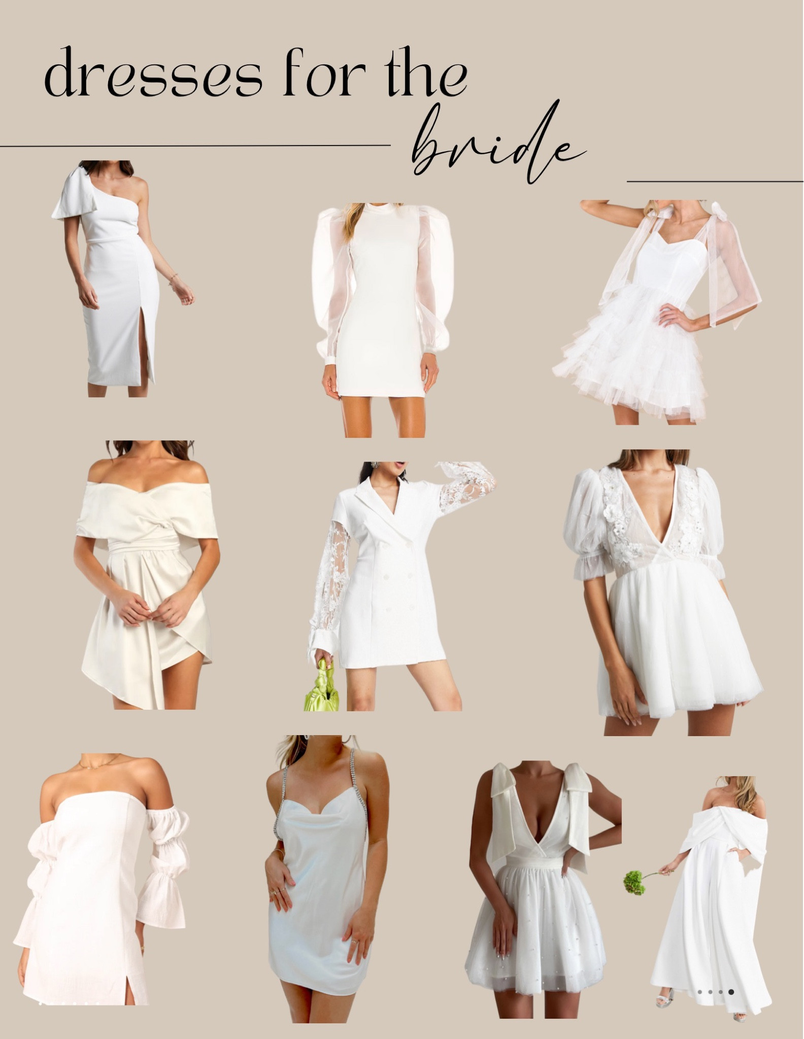 Dresses for the bride, Bridal shower dresses, bachelorette dresses, white dresses, rehearsal dinner dress ideas, revolve bride dresses, modern white dresses🤍

#LTKFind #LTKwedding #LTKSeasonal
