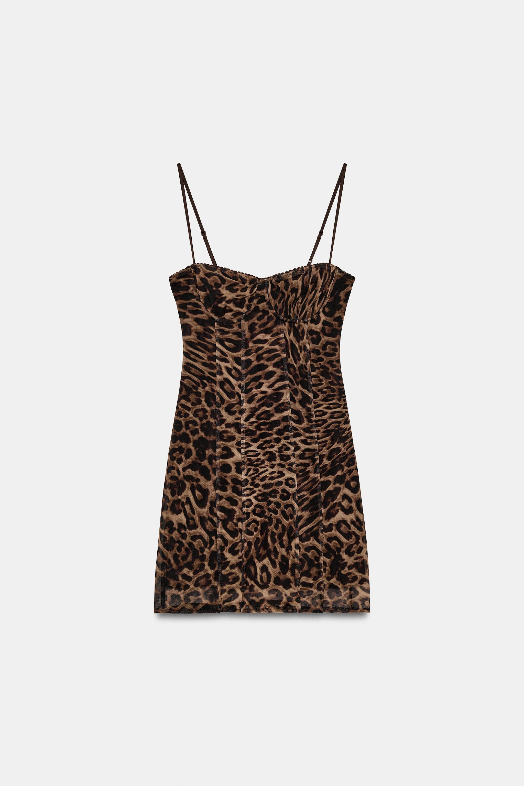 KORSETTKLEID AUS T\u00dcLL MIT ANIMALPRINT | Zara DE