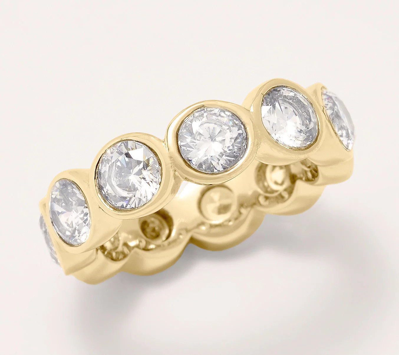Steel by Diamonique Round Bezel Set Band Ring | QVC
