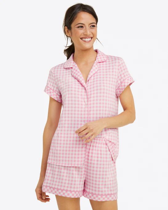 Sara Pajama Set in Light Pink Gingham | Draper James (US)